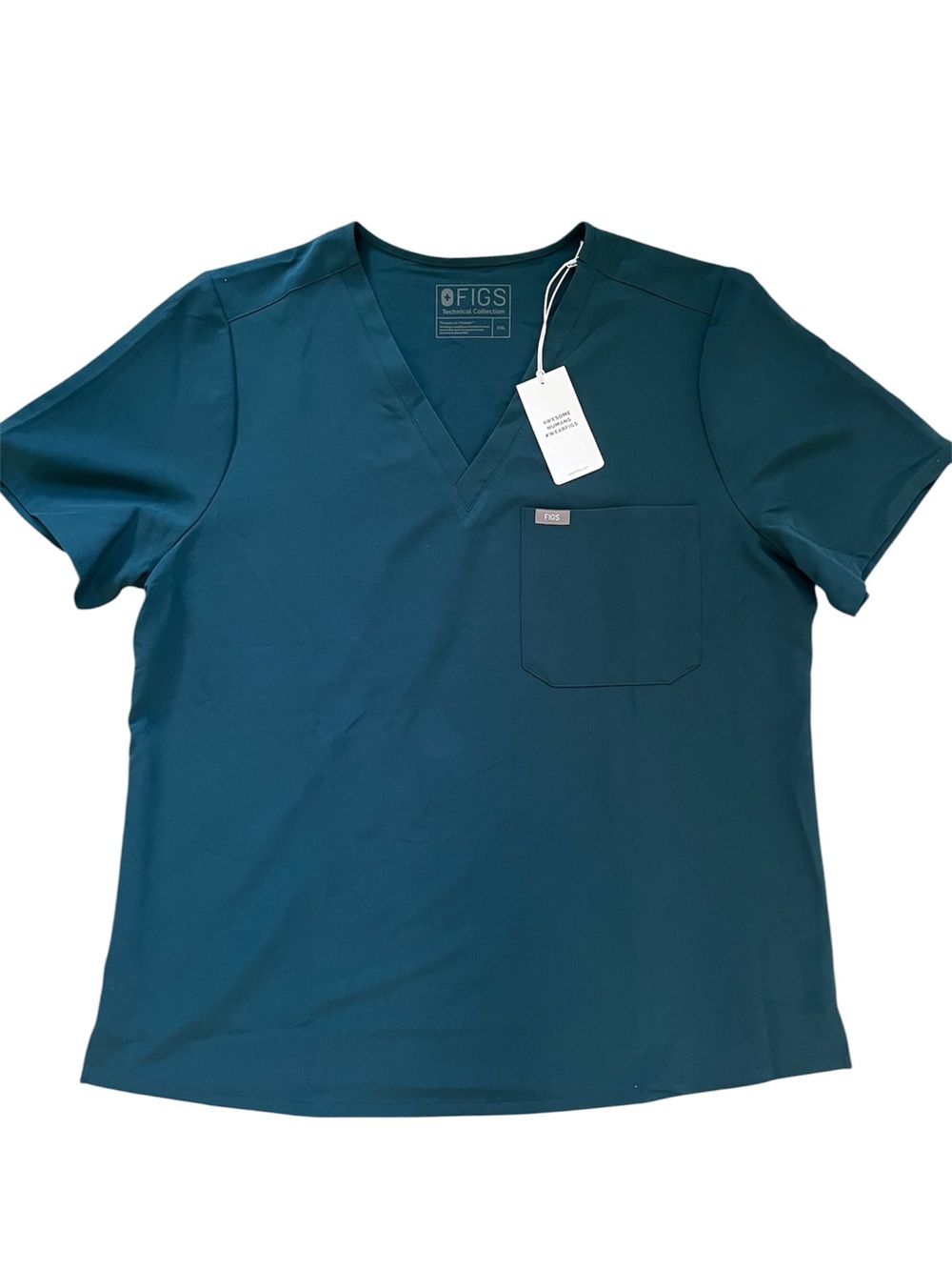 NWT FIGS Catarina One-Pocket Scrub Top in Teal Green